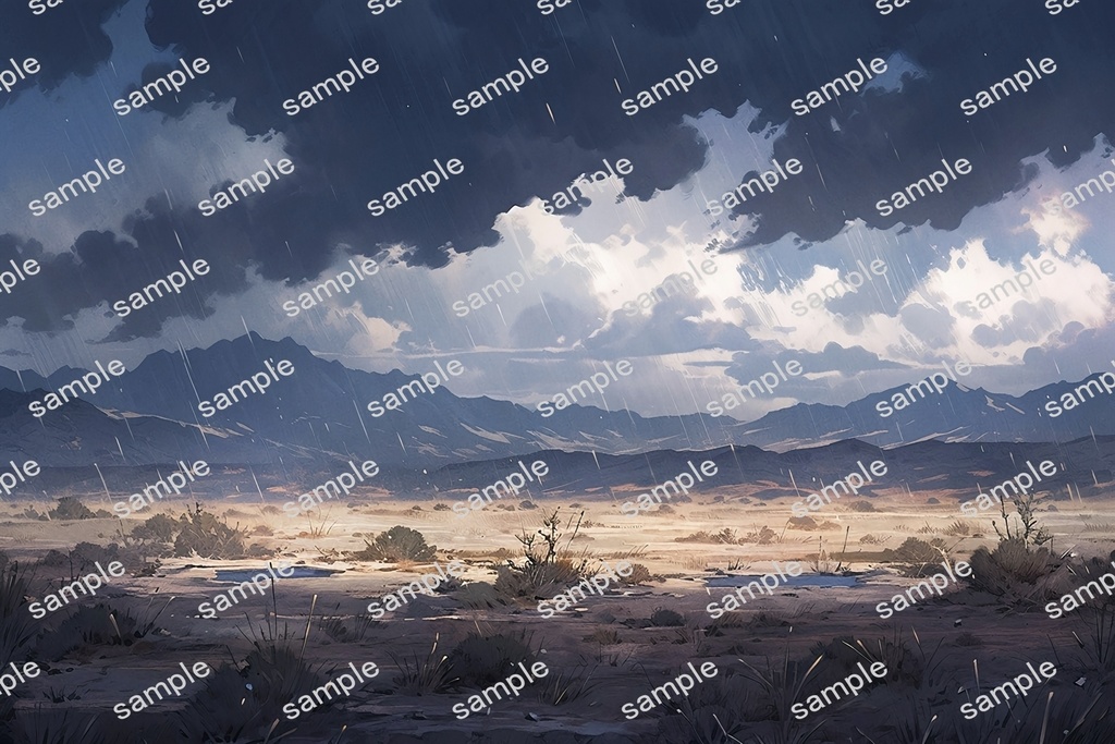 【背景素材】セット販売&単品販売「荒野」全3種類【雨・嵐・火災】