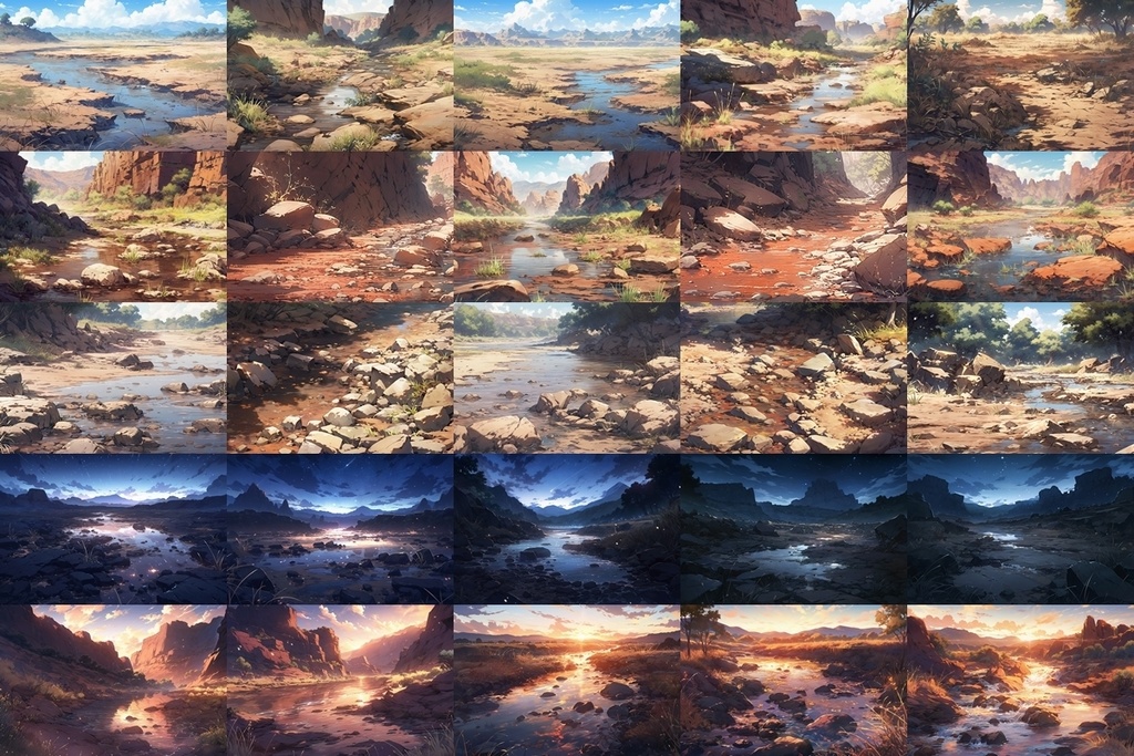 【背景素材】セット販売&単品販売「荒野」全3種類【雪・川・岩場】