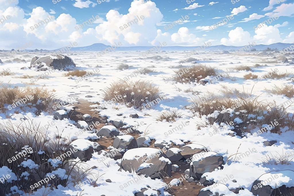 【背景素材】セット販売&単品販売「荒野」全3種類【雪・川・岩場】