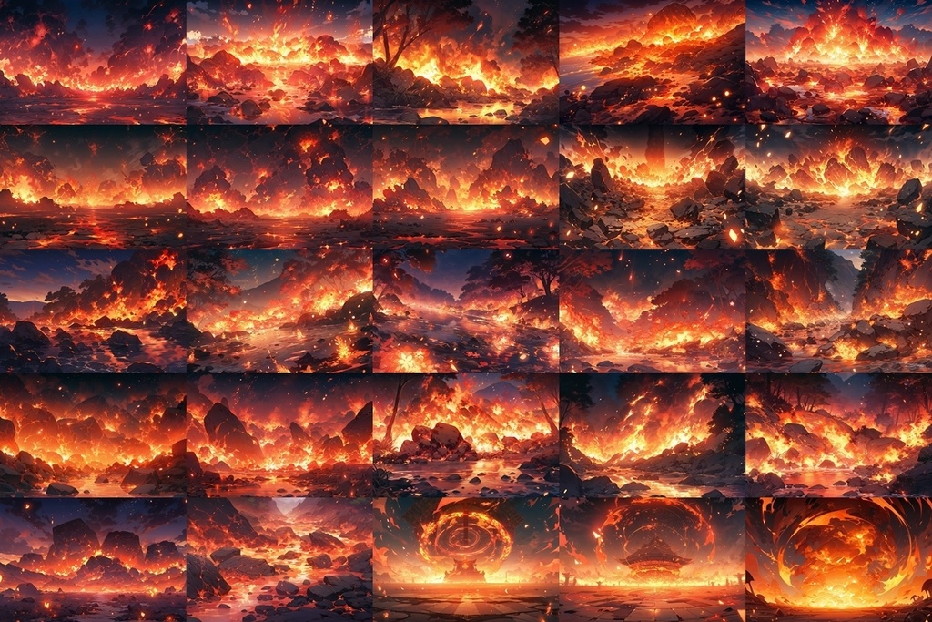 【背景素材】セット販売&単品販売「〇〇世界」全2種類【灼熱&氷結】