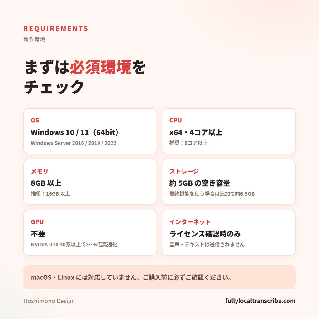 完全ローカル文字起こし