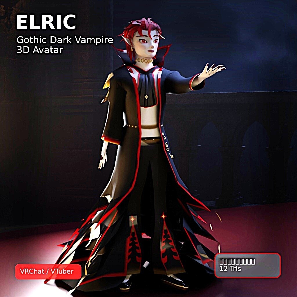 【Elric】病みかわゴシックヴァンパイア風3Dアバター Vampire gothic boy  male avatar