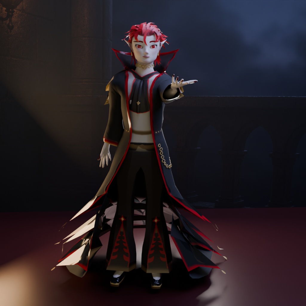 【Elric】病みかわゴシックヴァンパイア風3Dアバター Vampire gothic boy male avatar