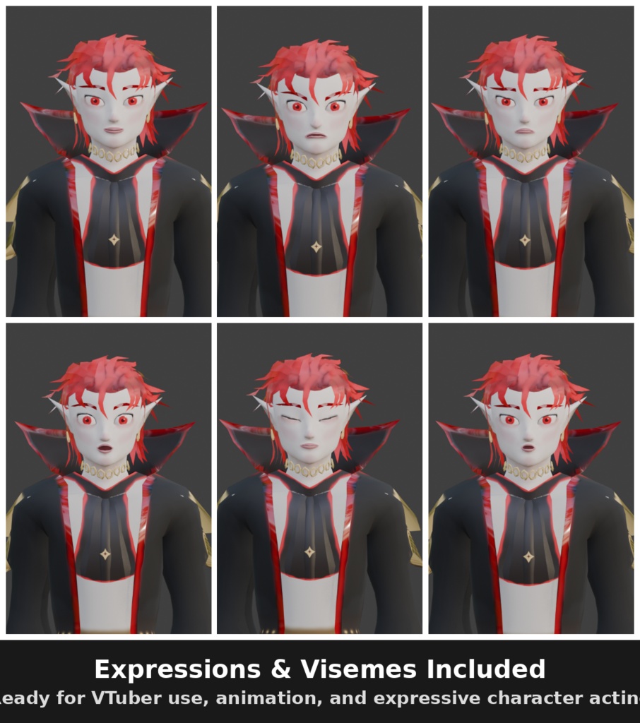 【Elric】病みかわゴシックヴァンパイア風3Dアバター Vampire gothic boy male avatar