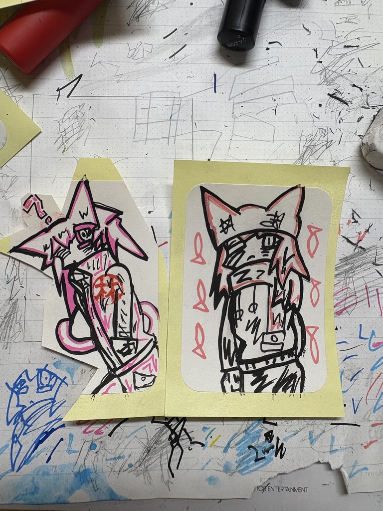 なんちゃってステッカー ぴんくけもみみ