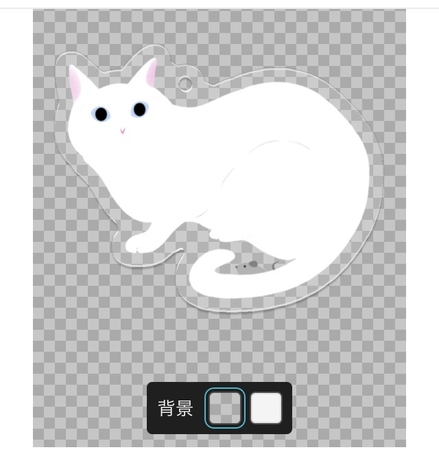 白猫のアクリルキーホルダー(ねずみ付き)