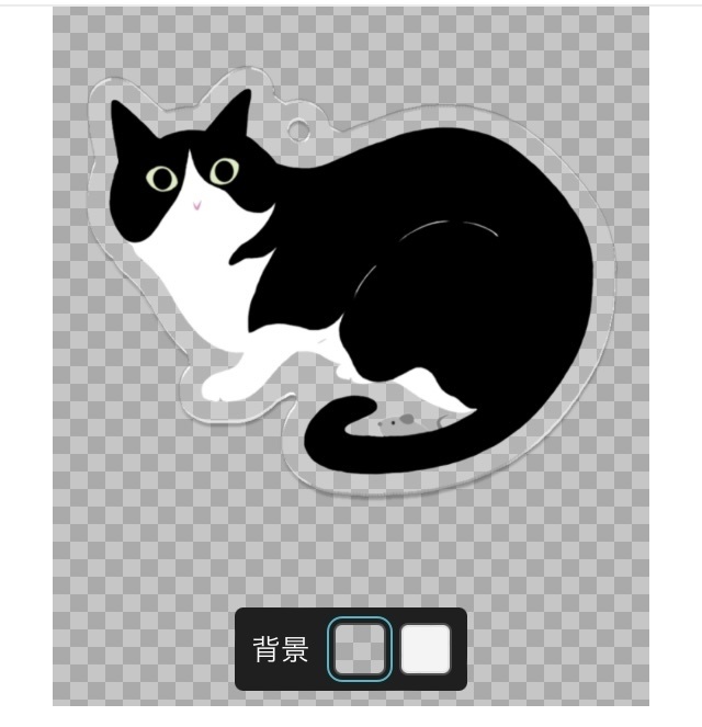 はちわれ猫のアクリルキーホルダー(ねずみ付き)