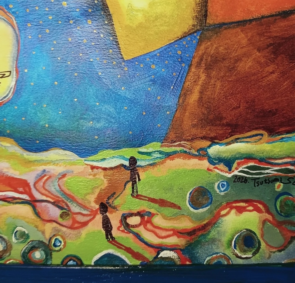 「雲間の城」アクリル画原画