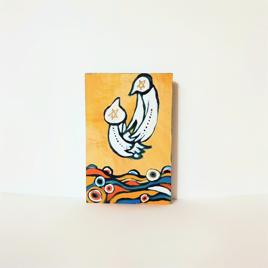 夢見る鳥/木の壁掛け