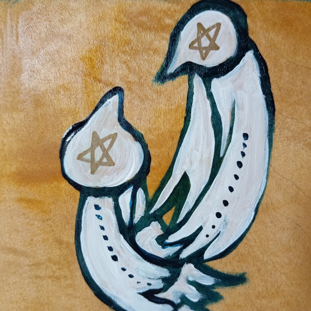 夢見る鳥/木の壁掛け