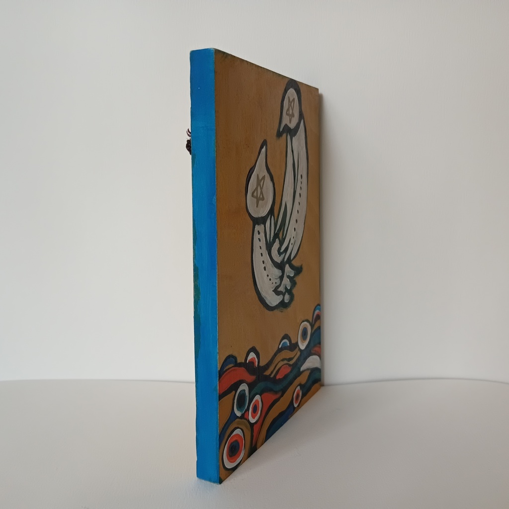 夢見る鳥/木の壁掛け