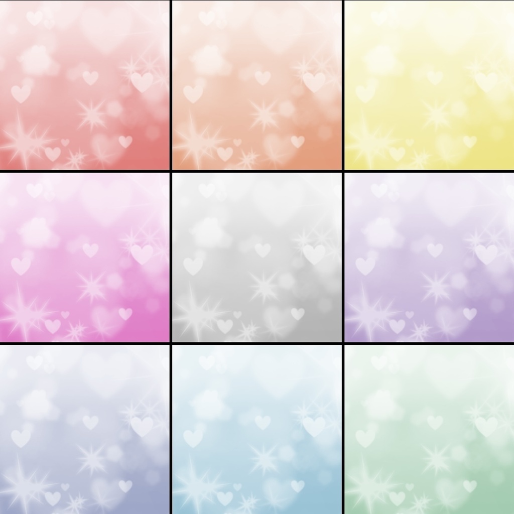【フリー素材】ハートグラデーション背景 9色