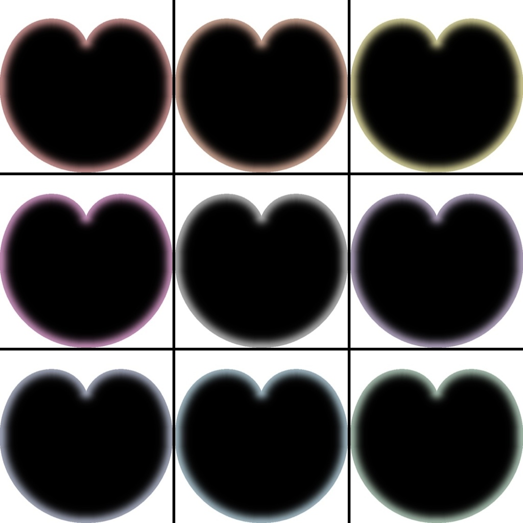 【フリー素材】ハート窓抜きフレーム 9色