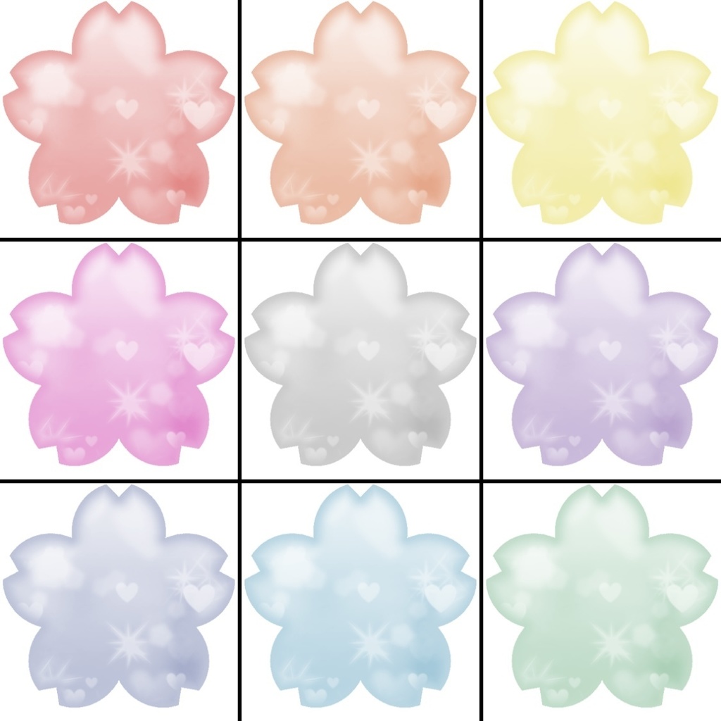 【フリー素材】さくら窓抜きフレーム 9色