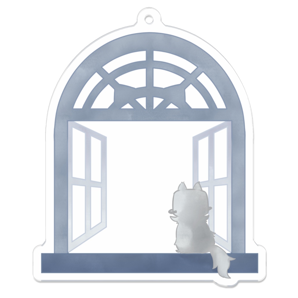 なべねことのぞく窓アクリルキーホルダー