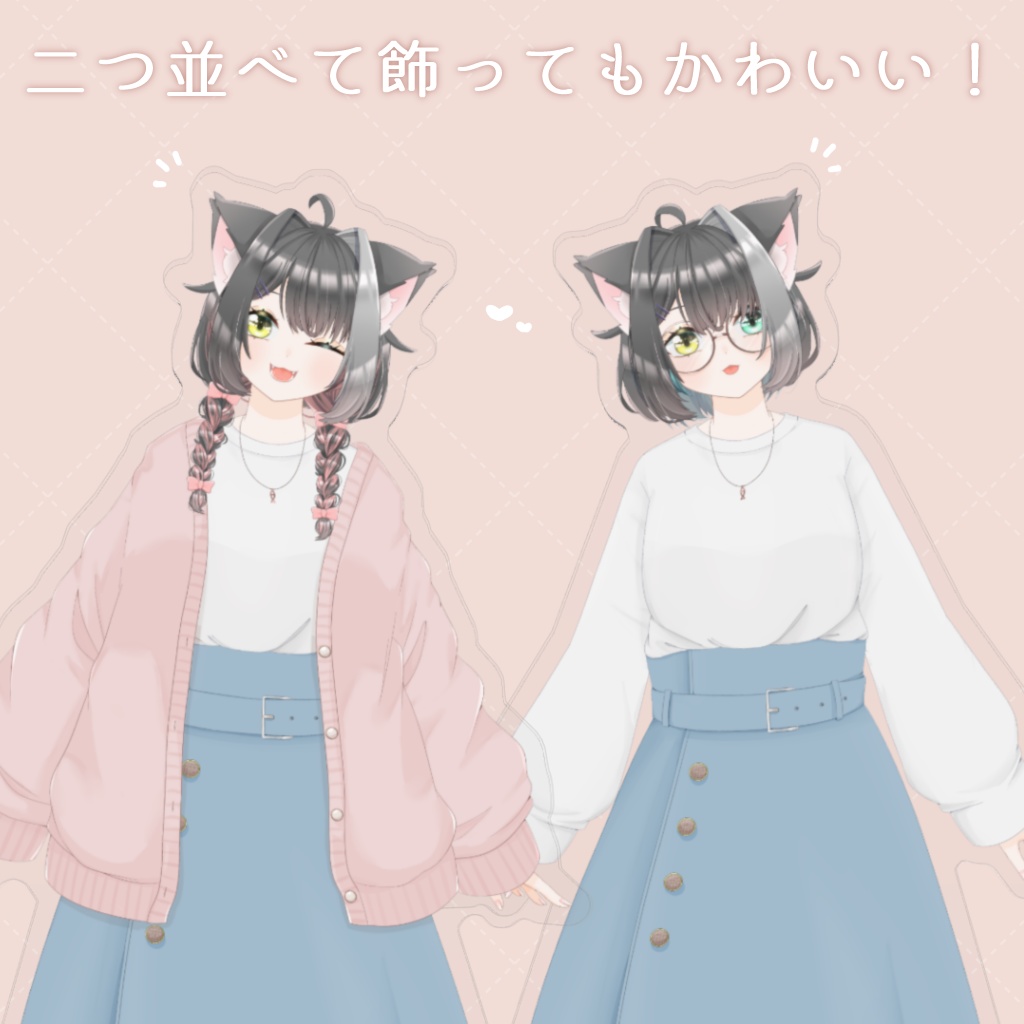 鍋乃ねこち アクリルフィギュア -春服みつあみver.-