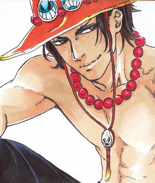 自作イラスト色紙　ONEPIECE　エース