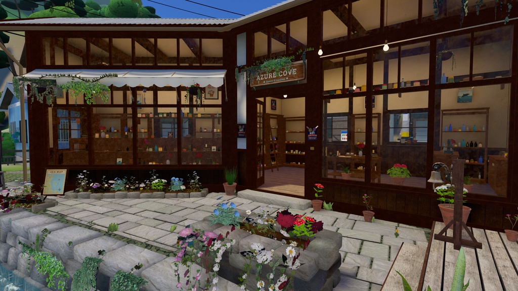 【VRChatワールド】Azure Cove ‐ イルカの泳ぐ海辺の花と雑貨の店