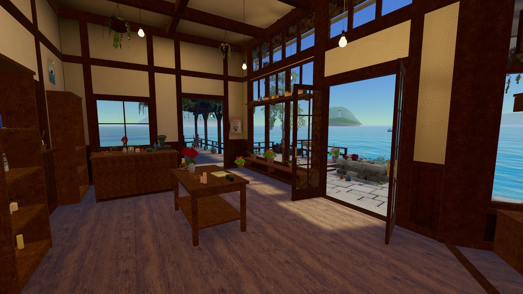 【VRChatワールド】Azure Cove ‐ イルカの泳ぐ海辺の花と雑貨の店