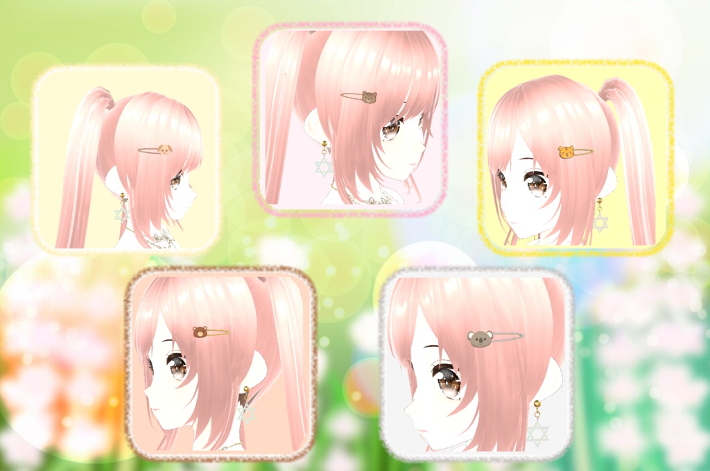 VRChat想定 アニマルヘアピン(5種)