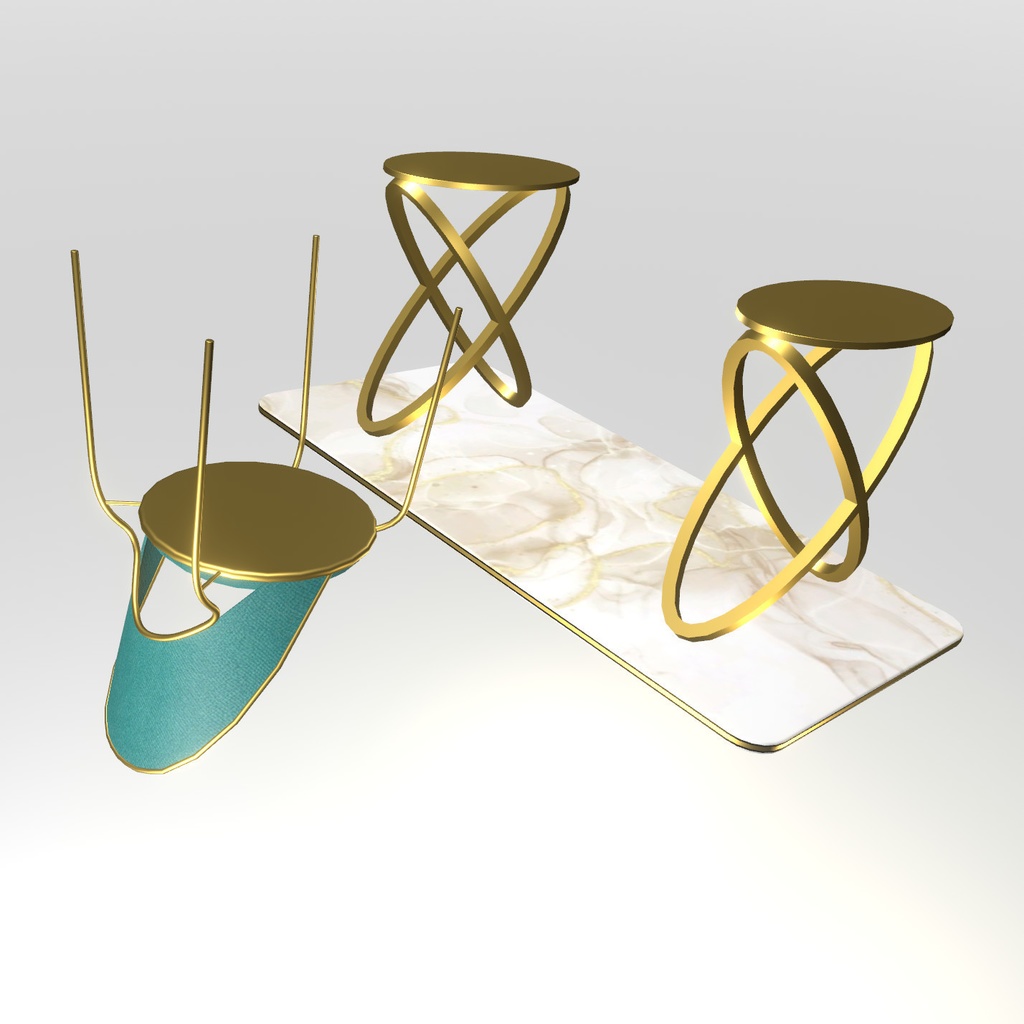 VRChat想定 テーブル(大理石)&チェア