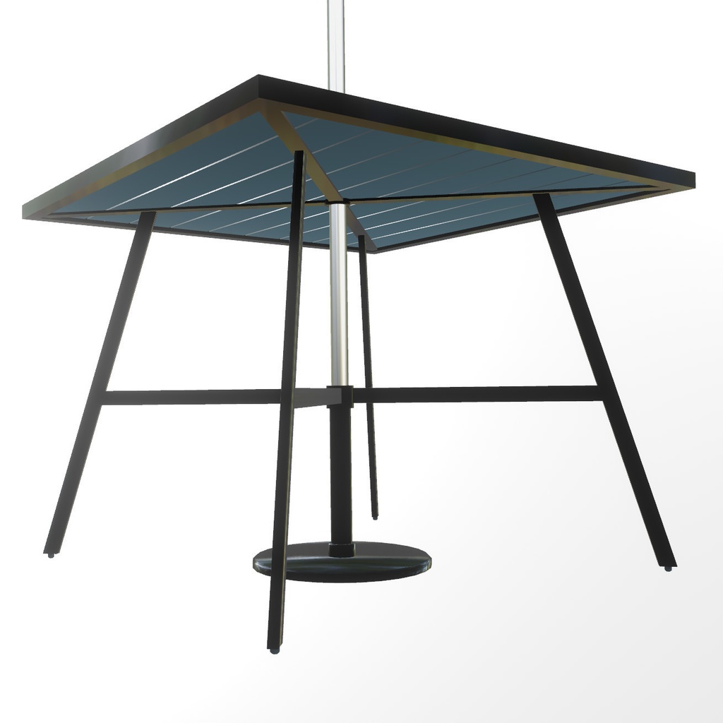 VRChat想定 パラソルテーブルセット(ブラック)