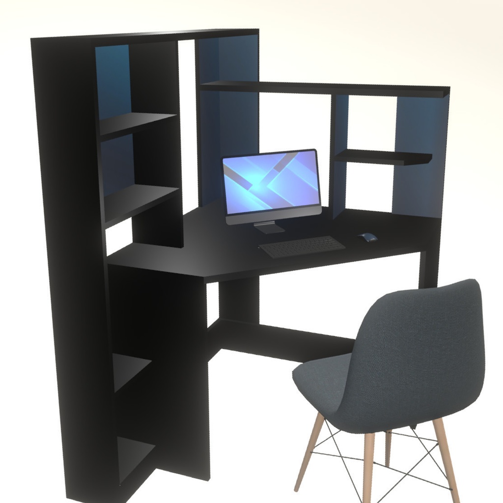 VRChat想定 コーナーデスク(オプション付)