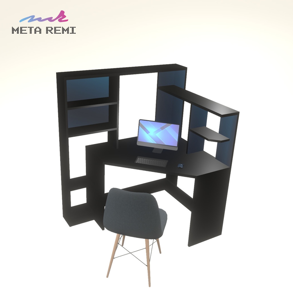 VRChat想定 コーナーデスク(オプション付)