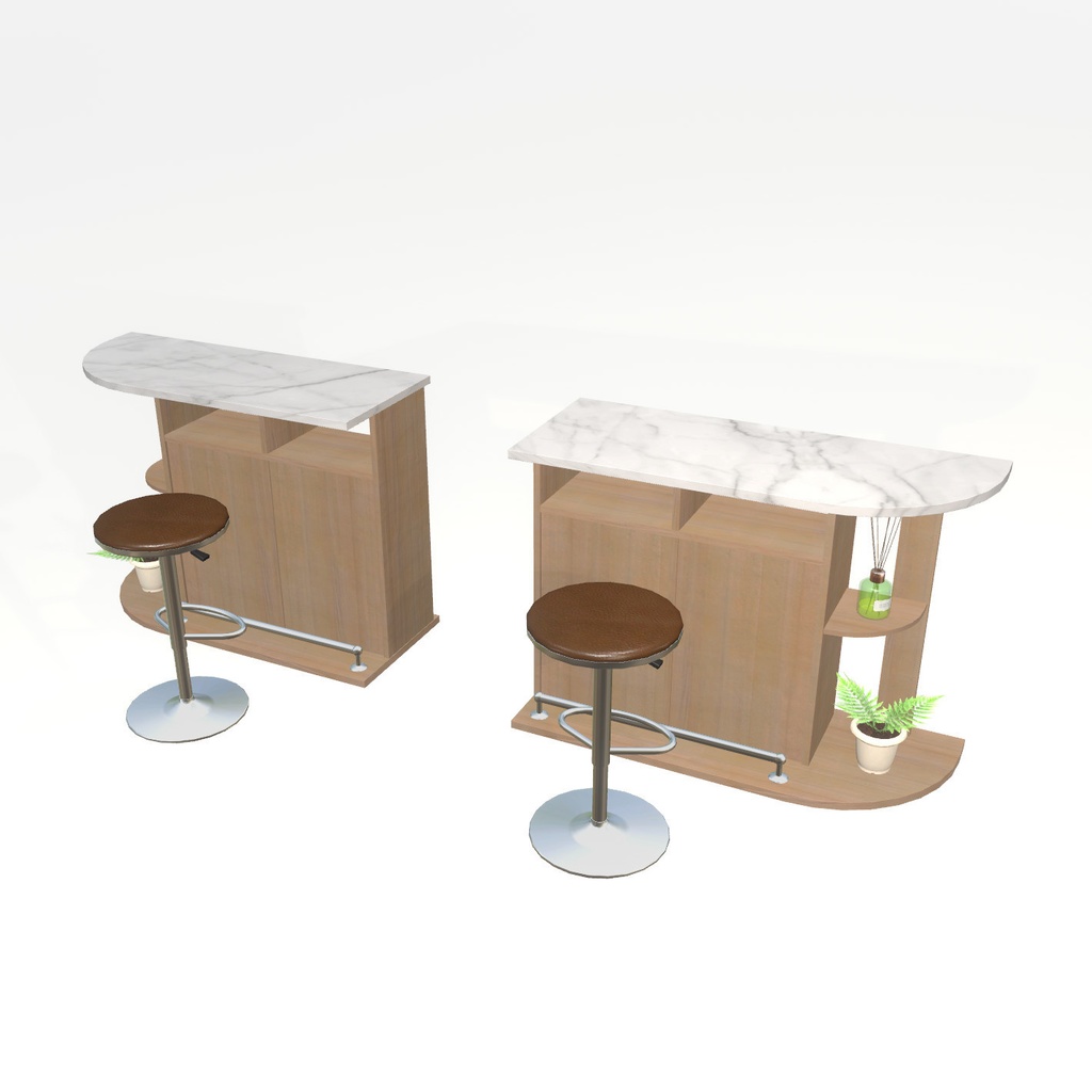 VRChat想定 カウンターテーブル(ホワイト)