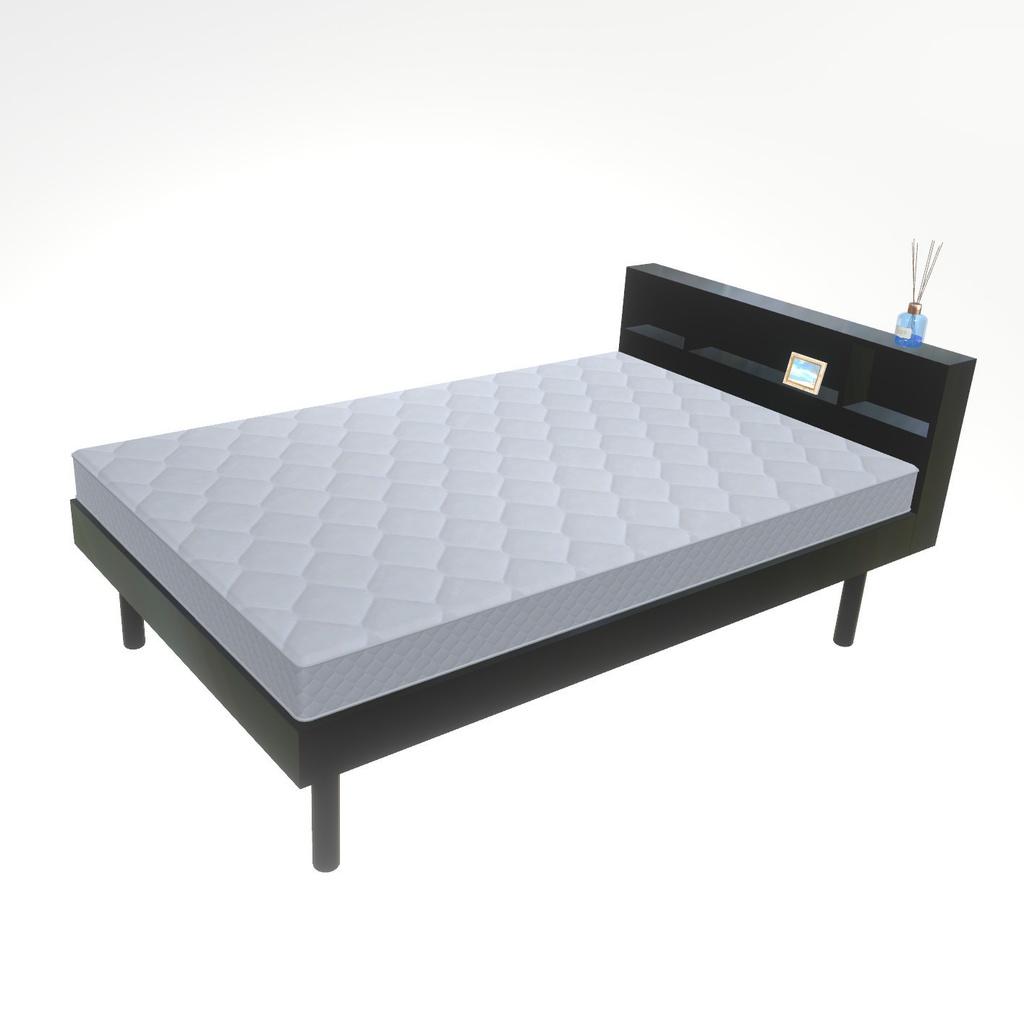 VRChat想定 棚付きベッド(ブラック)