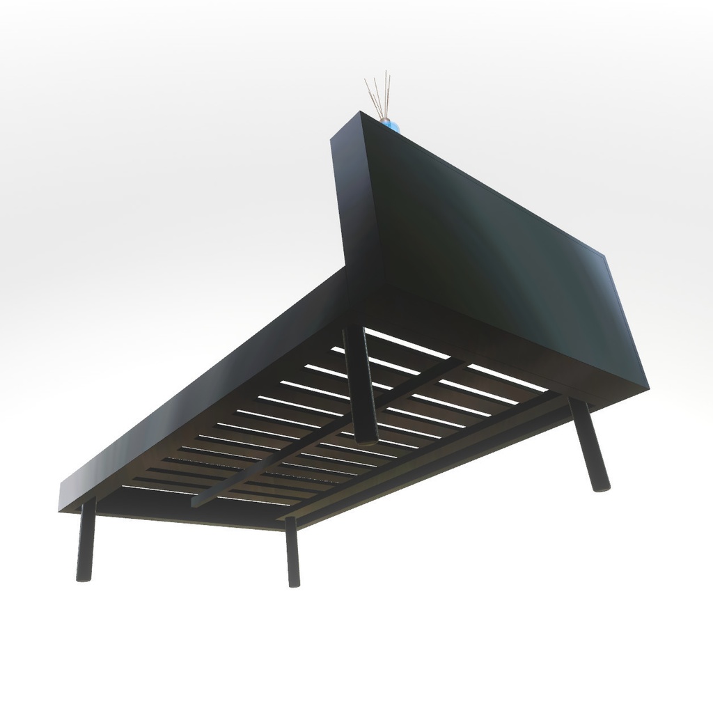 VRChat想定 棚付きベッド(ブラック)