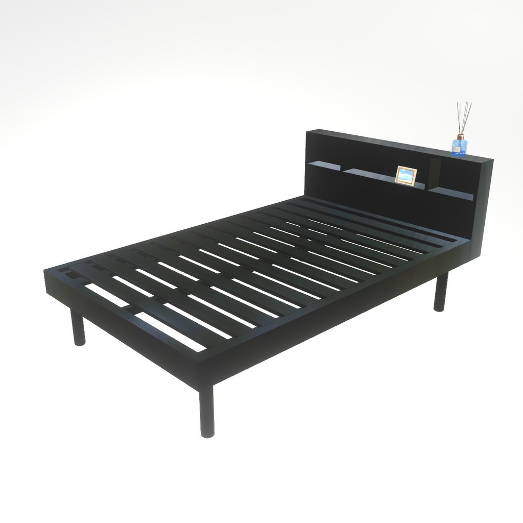 VRChat想定 棚付きベッド(ブラック)