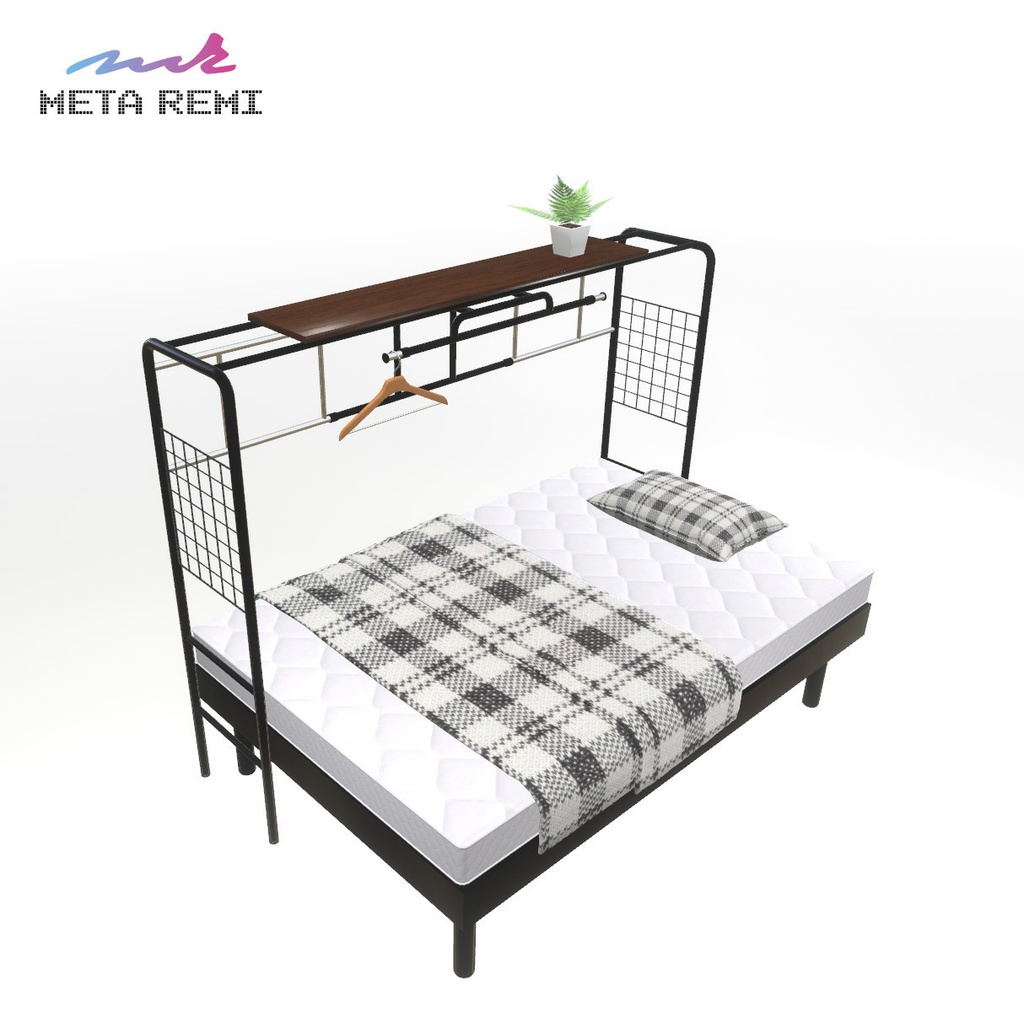 VRChat想定 ベッド&ラック(ブラック)