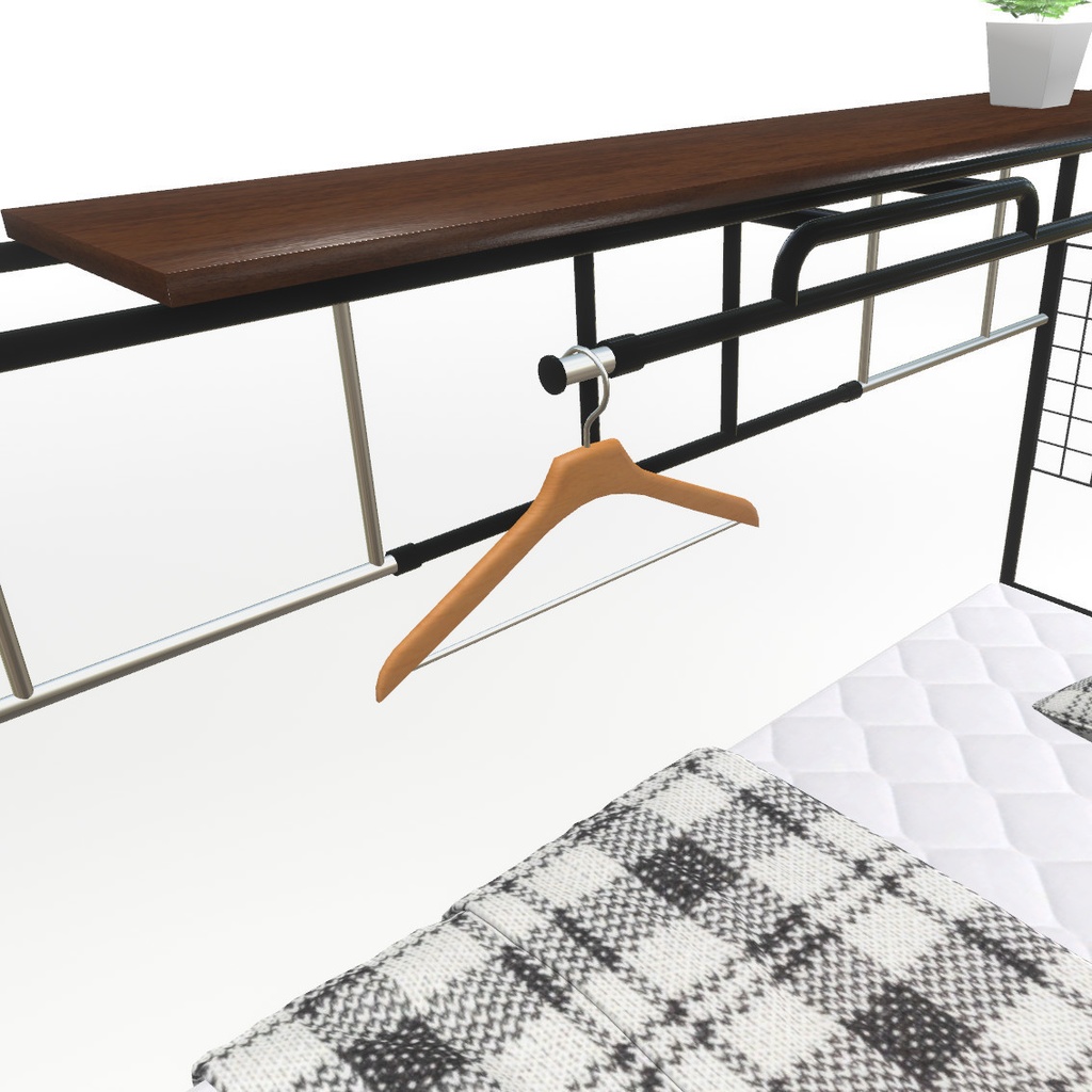 VRChat想定 ベッド&ラック(ブラック)