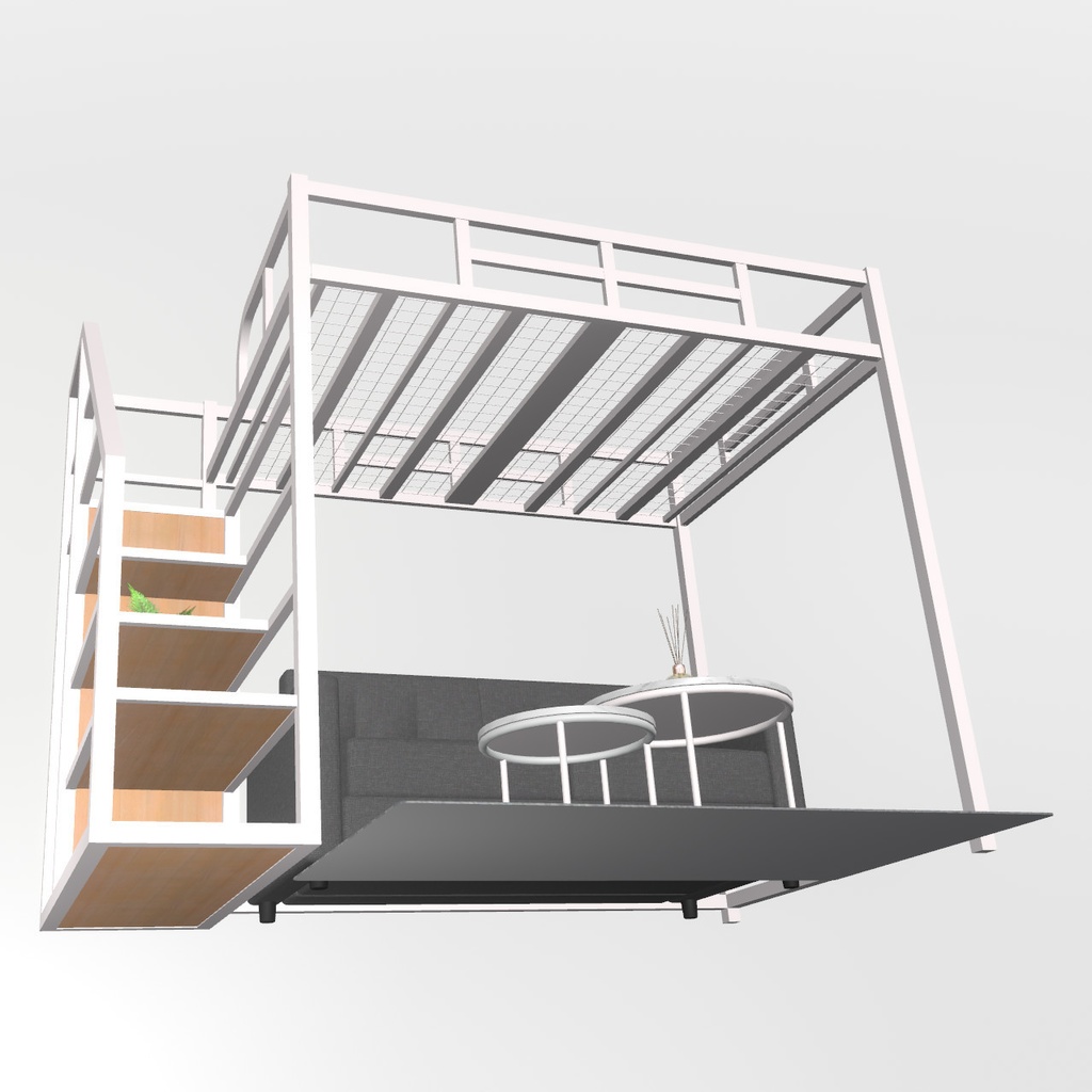 VRChat想定 ロフトベッド(ホワイト)【オプション付き】