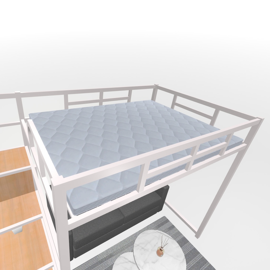 VRChat想定 ロフトベッド(ホワイト)【オプション付き】