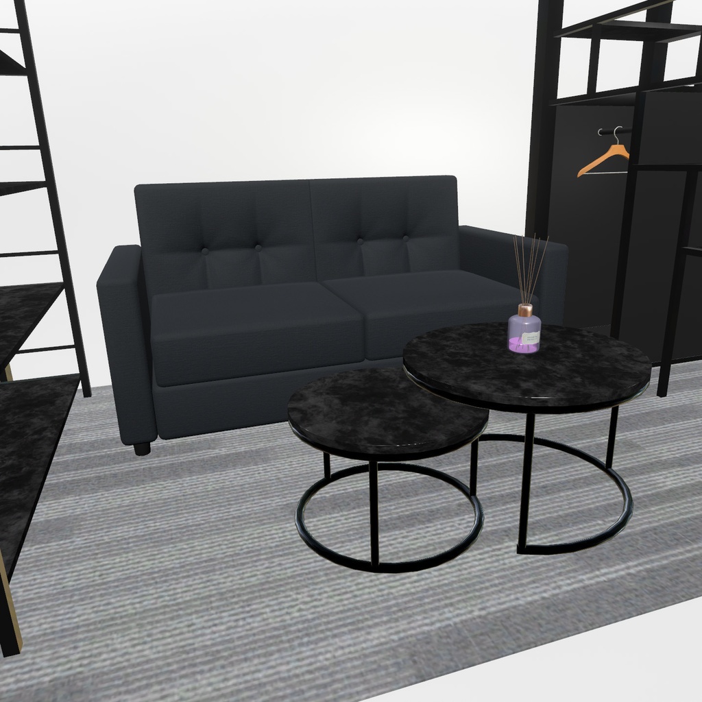 VRChat想定 ロフトベッド(ブラック)【オプション付き】