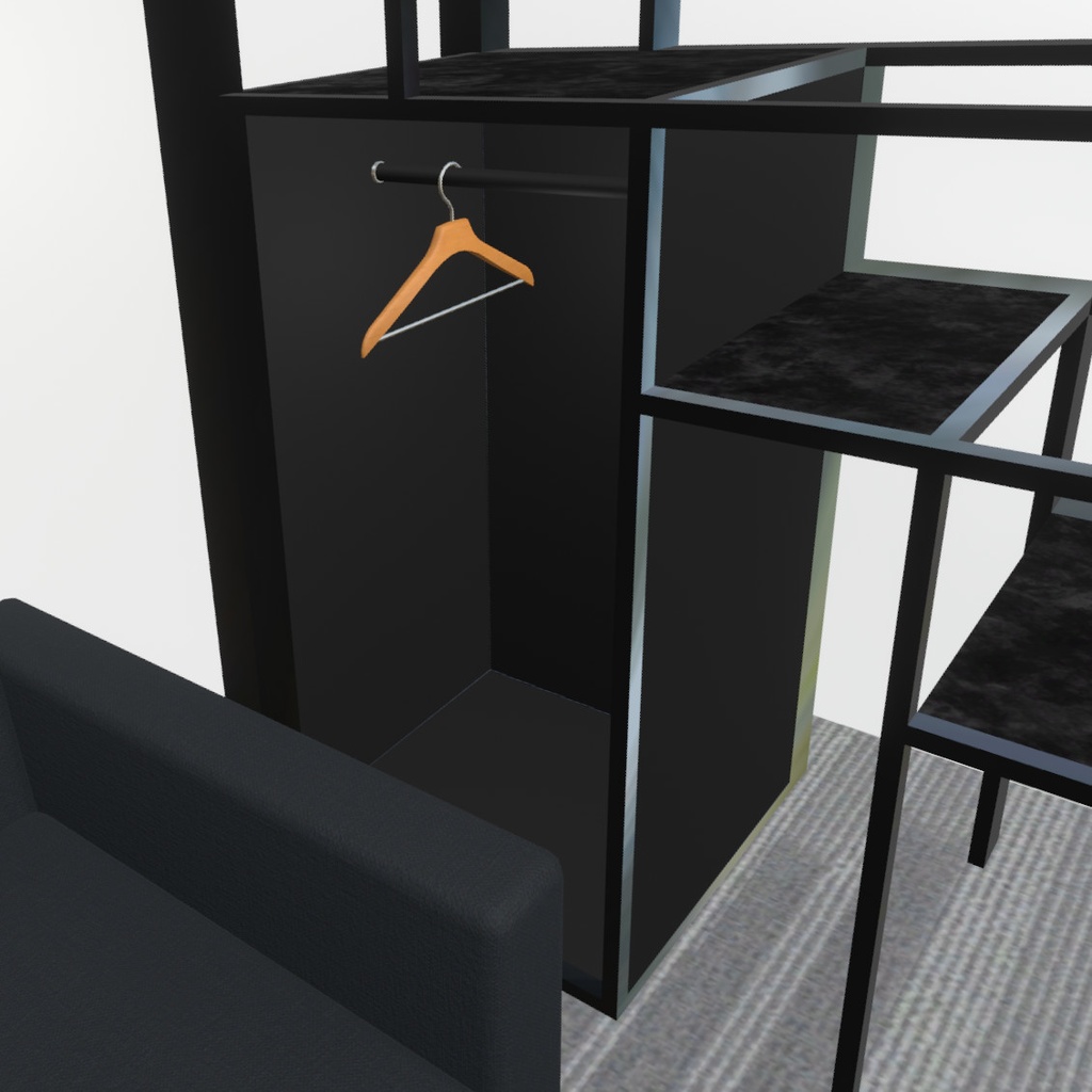 VRChat想定 ロフトベッド(ブラック)【オプション付き】