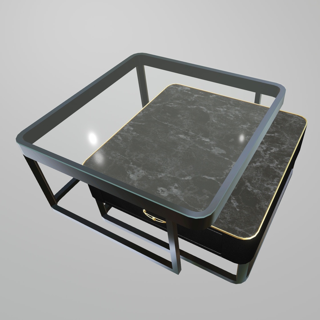 VRChat想定 ローテーブル(ブラック)