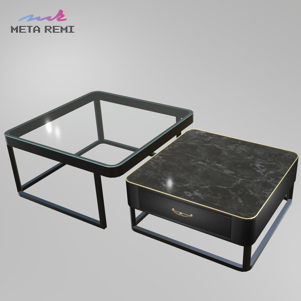 VRChat想定　ローテーブル（ブラック）