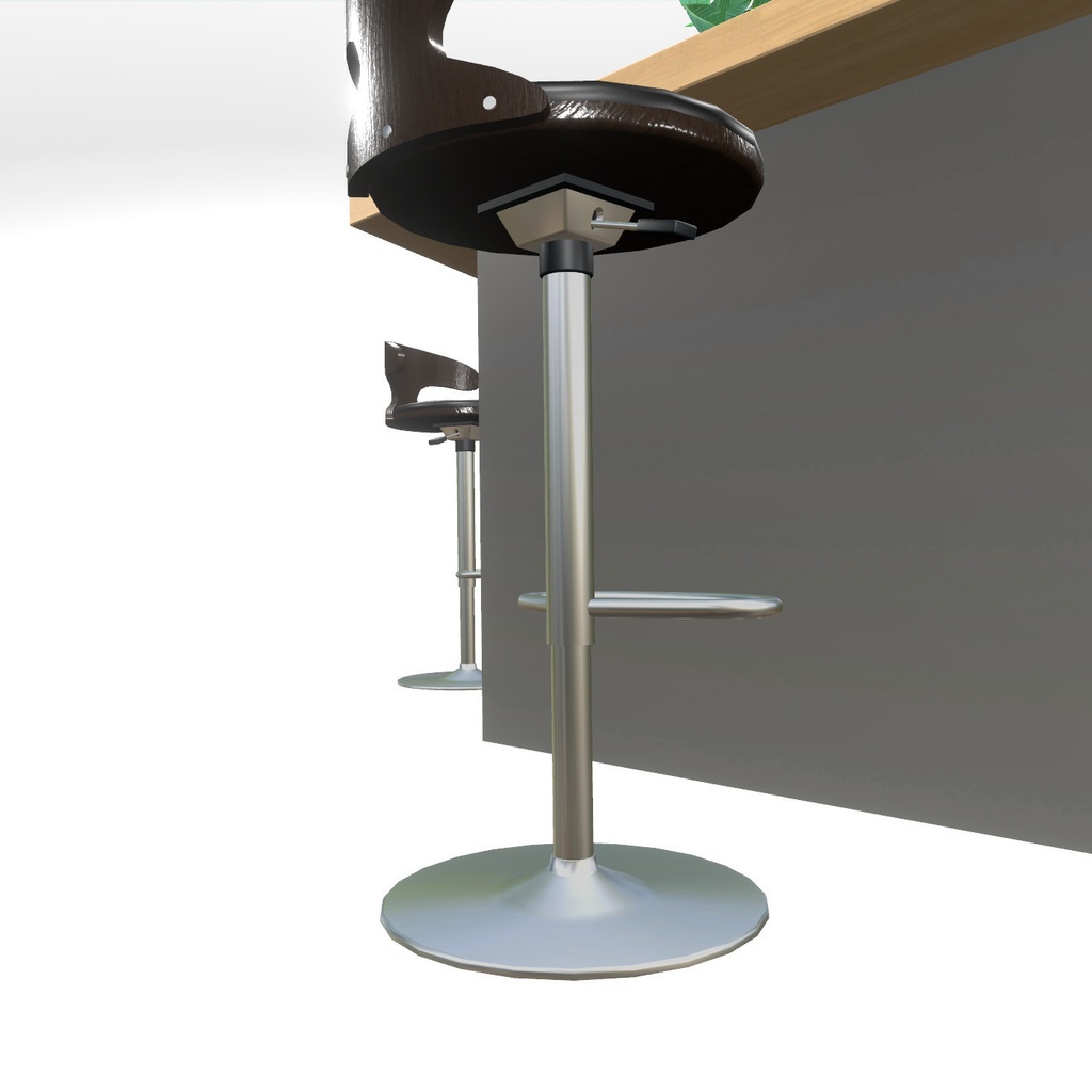 VRChat想定 五角形テーブルセット(植物付き)