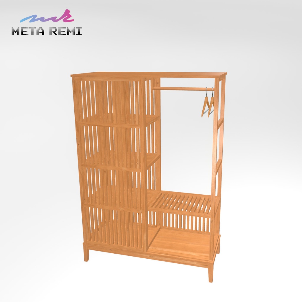 VRChat想定 木製の収納(ハンガー付き)