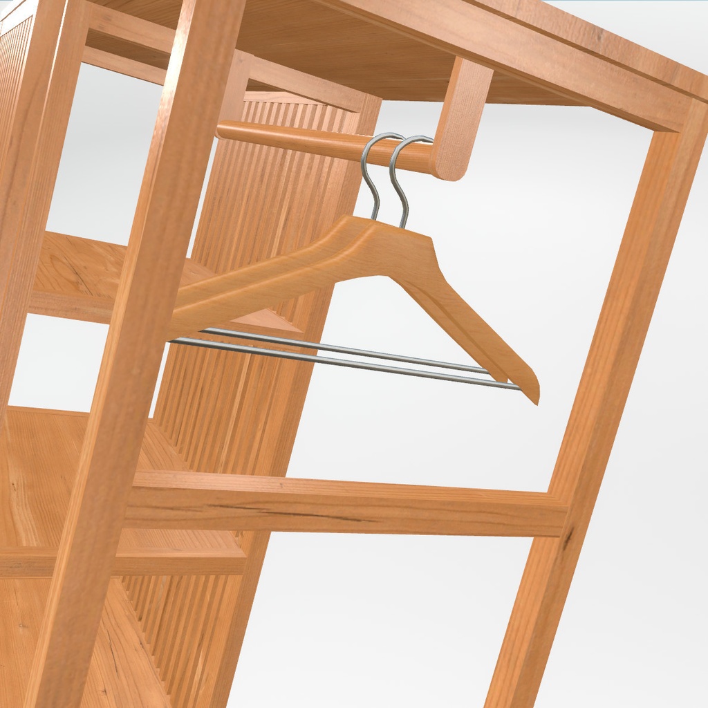 VRChat想定 木製の収納(ハンガー付き)