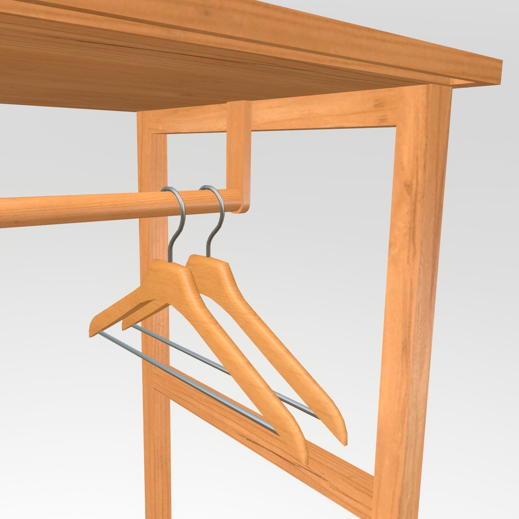 VRChat想定 木製の収納(ハンガー付き)