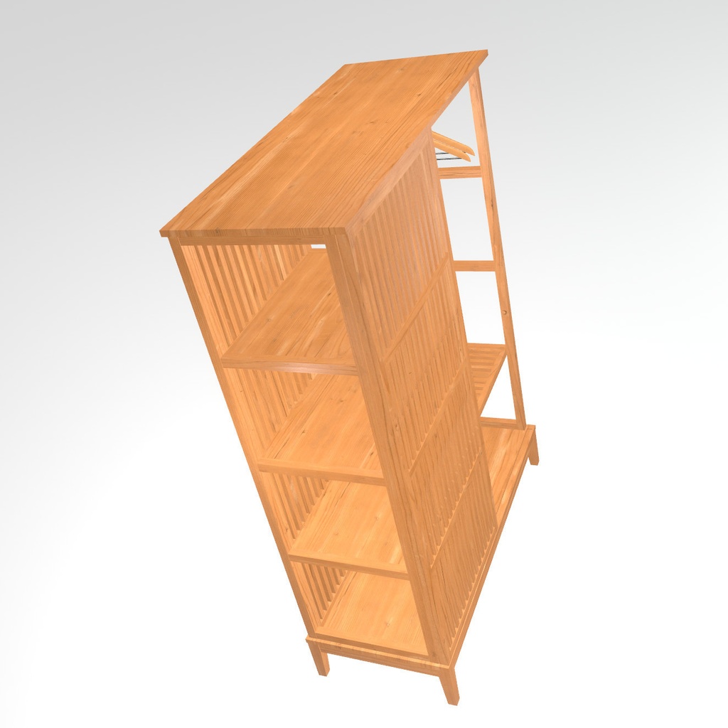 VRChat想定 木製の収納(ハンガー付き)