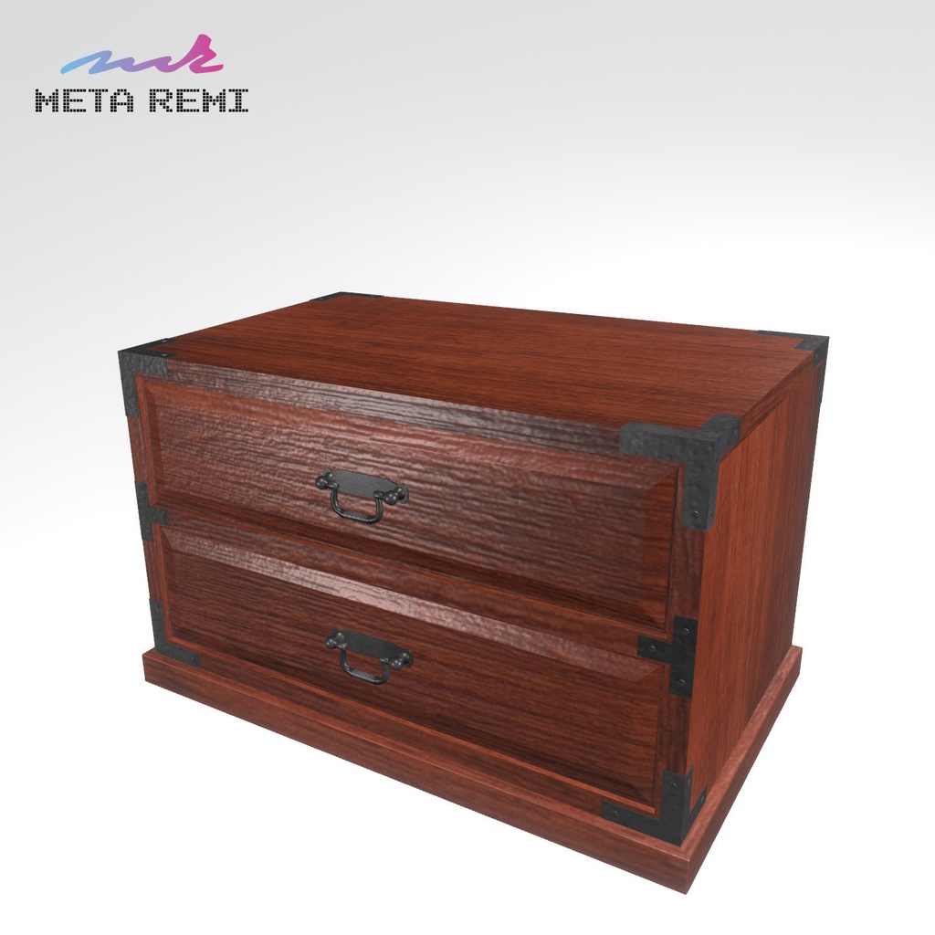 VRChat想定　収納家具・木製（２段引き出し）