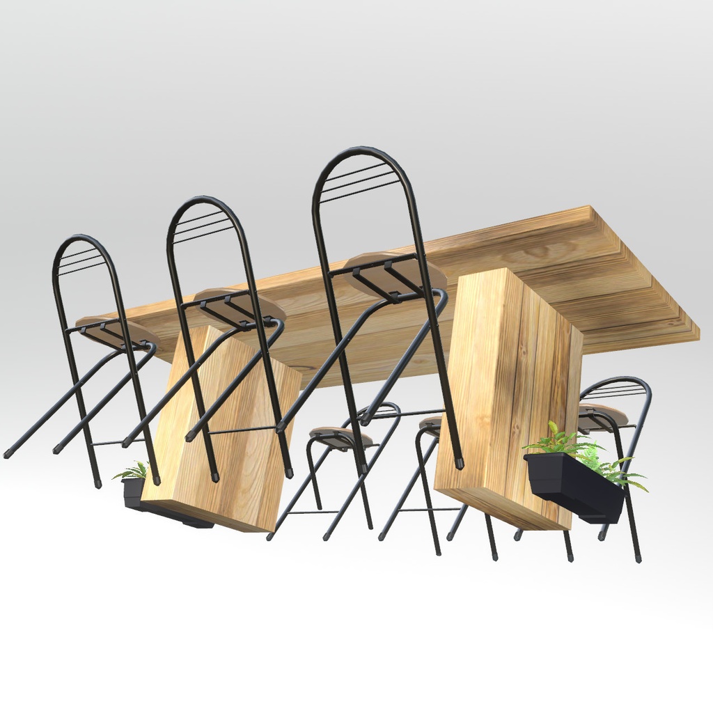 VRChat想定 テーブルセット(プランター付き)