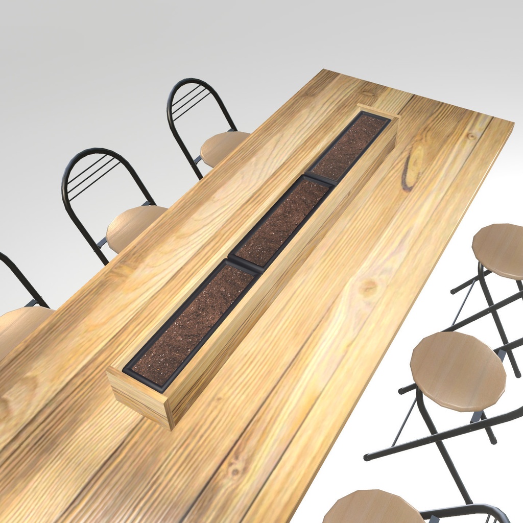 VRChat想定 テーブルセット(プランター付き)