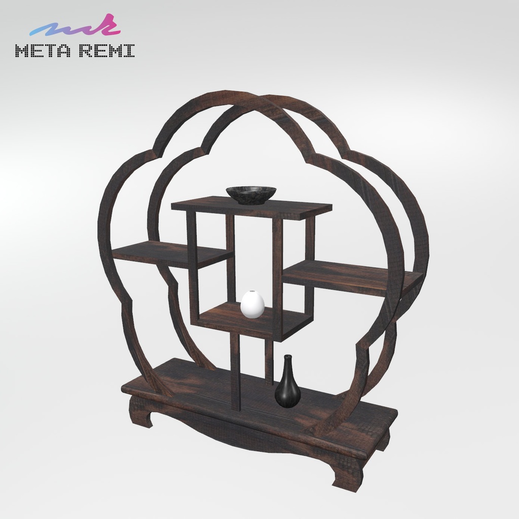 VRChat想定　ディスプレイシェルフ（和風）