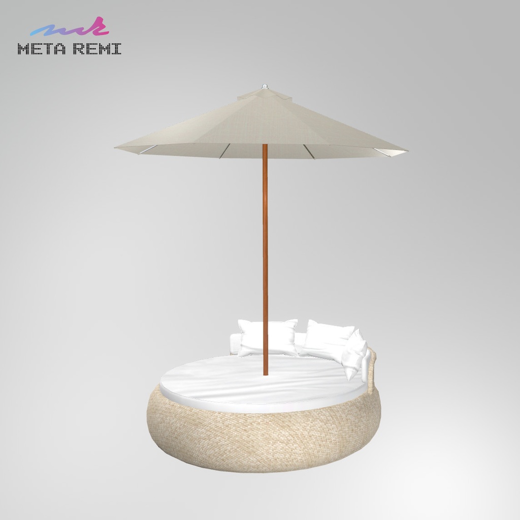 VRChat想定 パラソルデイベッド(ラタン)